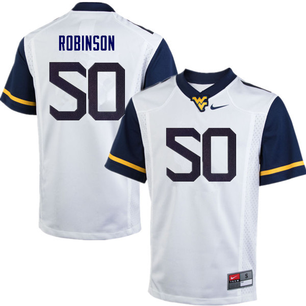 NCAA Men's Jabril Robinson West Virginia Mountaineers White #50 Nike Stitched Football College Authentic Jersey MS23V63CA